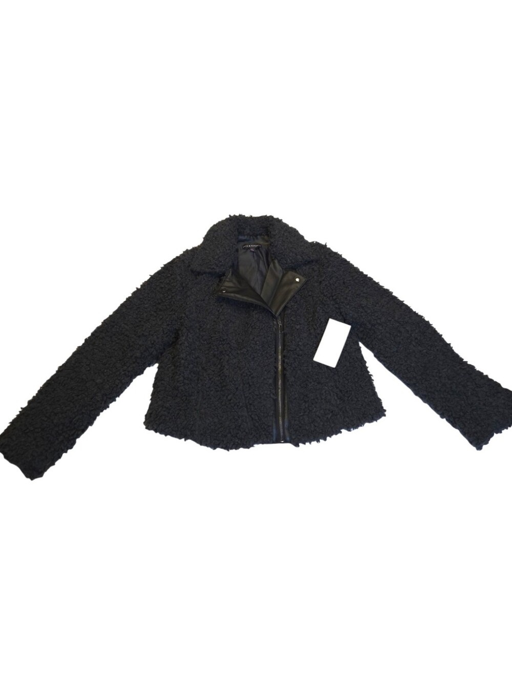 Rock & Republic Faux Sherpa Jacket Black Faux Leather Moto Teddy XL NWT - Picture 3 of 12